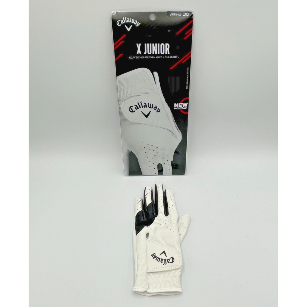 New in Package Calloway Golf X Tech Junior Left Hand Golf Glove White JS Regular